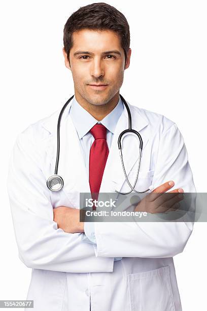 Zuversichtlich Männlichen Arztisoliert Stockfoto und mehr Bilder von Arzt - Arzt, Weißer Hintergrund, Freisteller – Neutraler Hintergrund