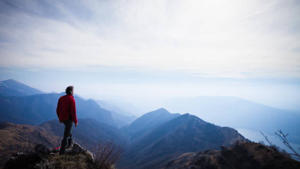 istock Walker Hiker Men on top of the Mountain 155421385