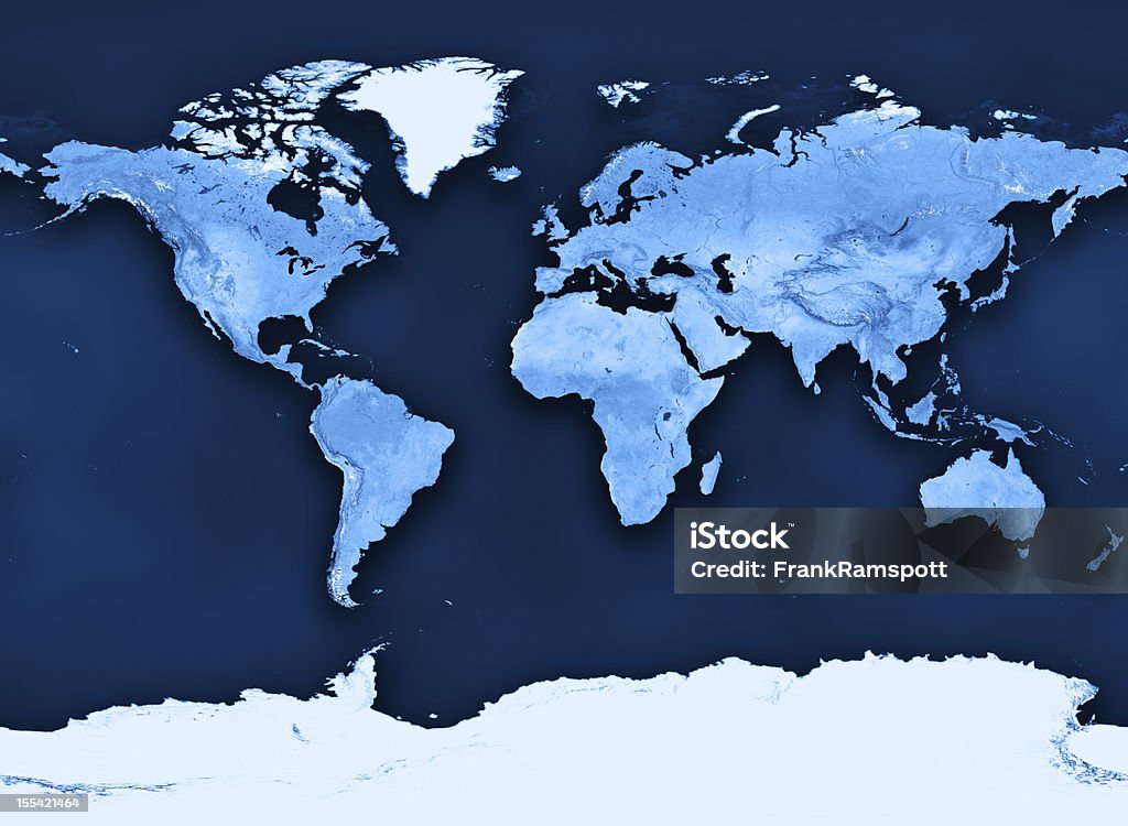 Monde carte topographique Miller de Projection propre - Photo de Planisphère libre de droits