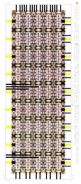 64 bit CMOS static RAM memory cell array for a computer chip drawn on paper. About 2005.