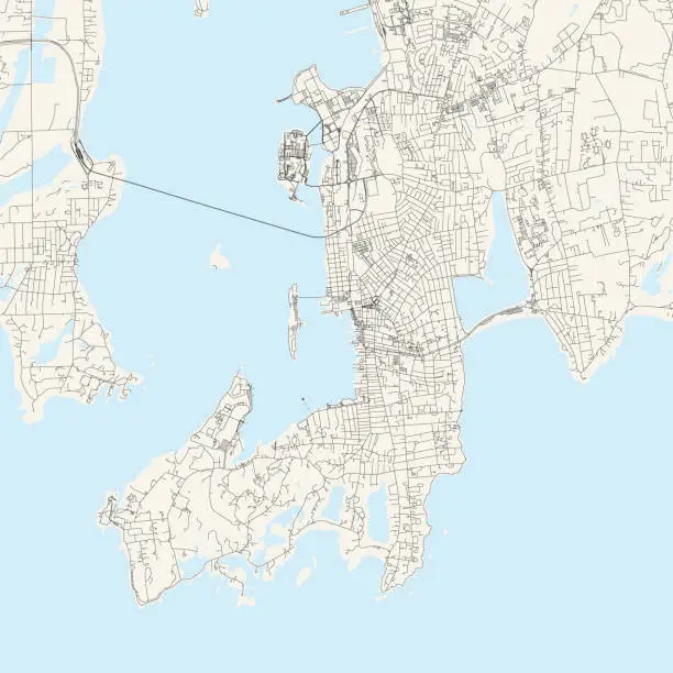 Vector illustration of Newport, Rhode Island, USA Vector Map