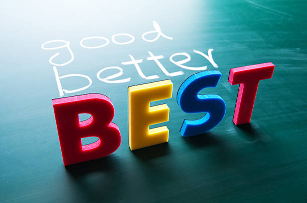 istock Good and better in chalk and best in colorful plastic letter 155426203