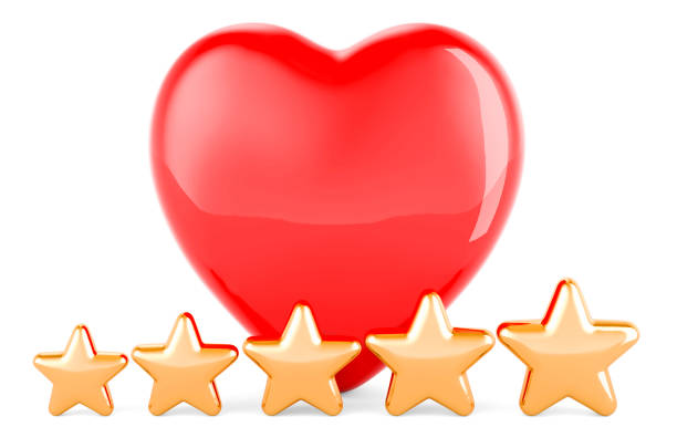 istock Red heart with five golden stars, 3D rendering 1554265648