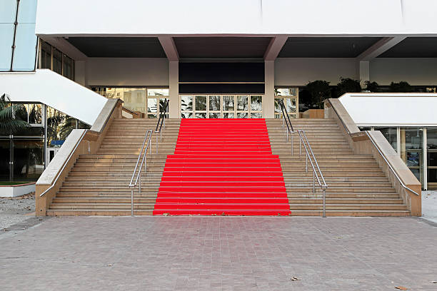 Red carpet Cannes Famous red carpet stairway at festival hall in Cannes cannes film festival stock pictures, royalty-free photos & images