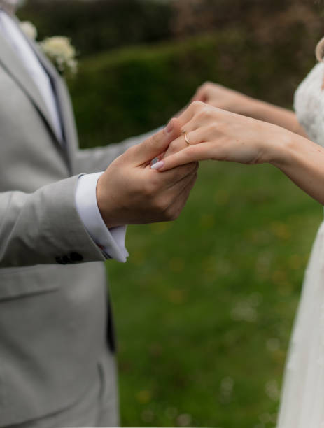 istock bride groom together close hands rings love 1554278328