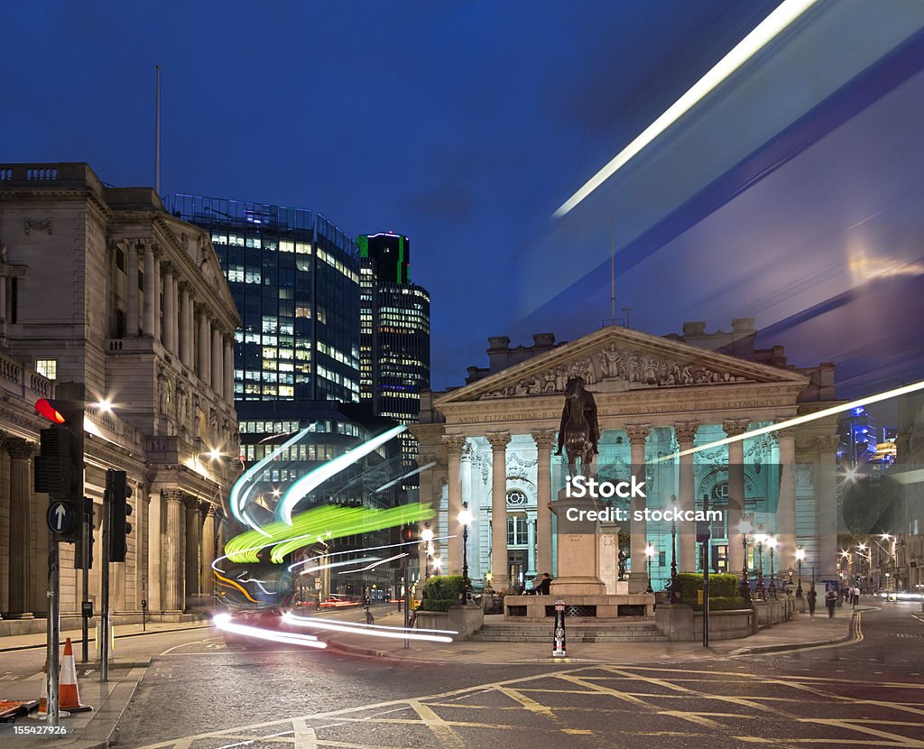Bank of England in der City of London - Lizenzfrei Nacht Stock-Foto