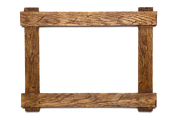 empty wooden photo frame isolated on white