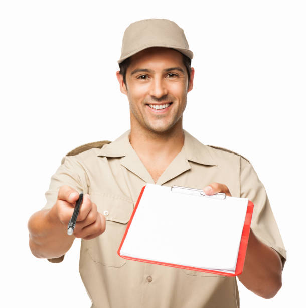 istock Deliveryman Waiting For Your Signature - Isolated 155428278