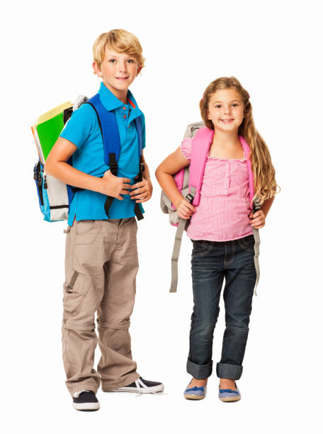 scuola di tempo isolato - schoolgirl school children isolated child foto e immagini stock