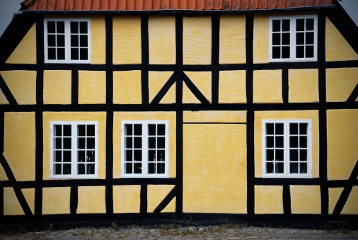 Yellow Half-Timbered facade, vignette added