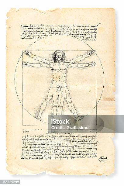 Malowany Człowiek Witruwiański Leonarda Da Vinci Z 1492 - Stockowe grafiki wektorowe i więcej obrazów Leonardo Da Vinci