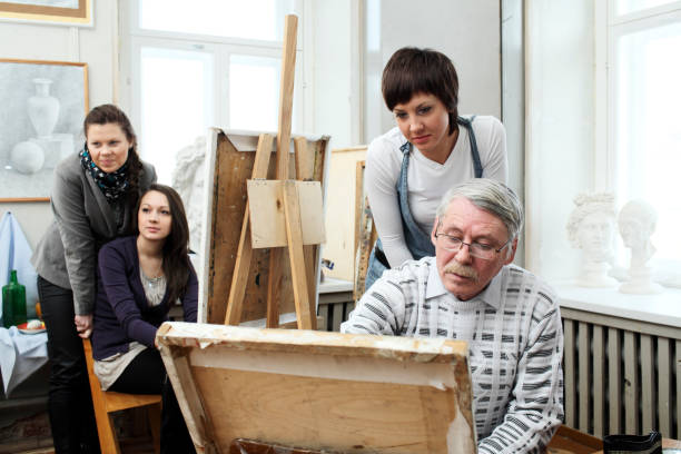 istock Young artists painting workshop 155429715