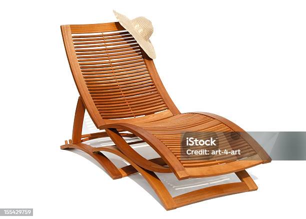 Wooden Sunbead On White Background Stock Photo - Download Image Now - Lounge Chair, Outdoor Chair, Cut Out