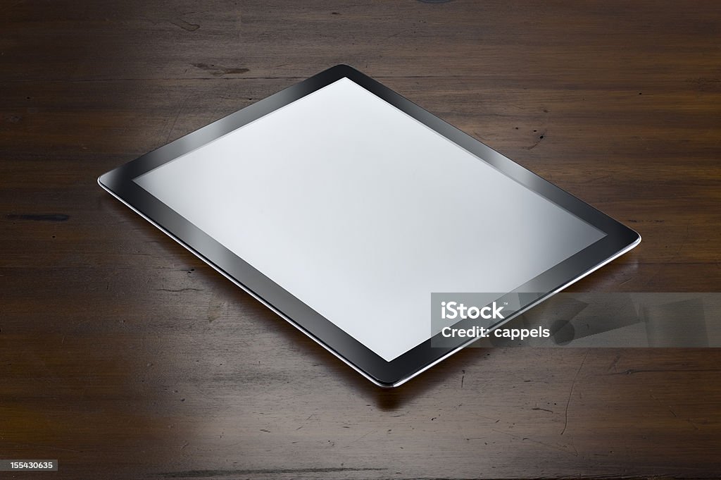 デジタルタブレットにアンティークの木製 Table.Color 画像 - エレクトロニクス産業のロイヤリティフリーストックフォト