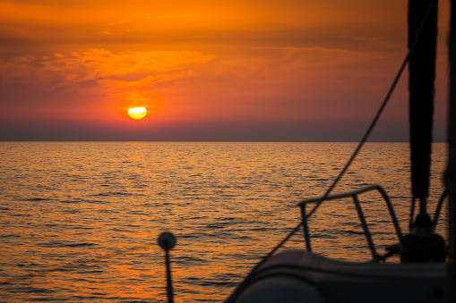 Sailing at sunset.