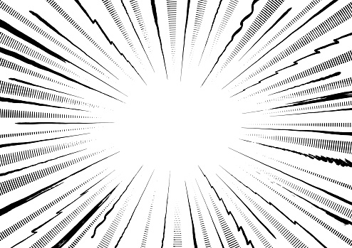 Black and white comic exploding rays of light fun comic book action zoom blast explosion vector illustration background