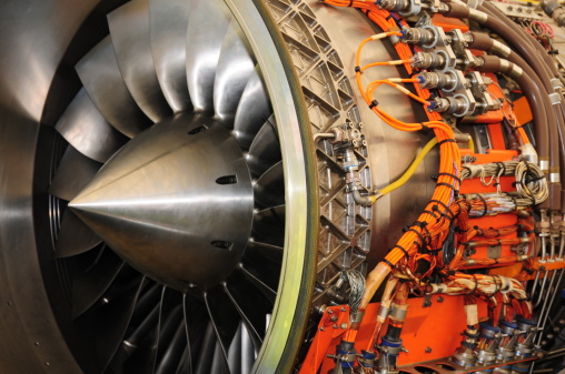 photograph of a huge jet engine