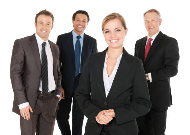 istock Happy Businesswoman With Team 155431627