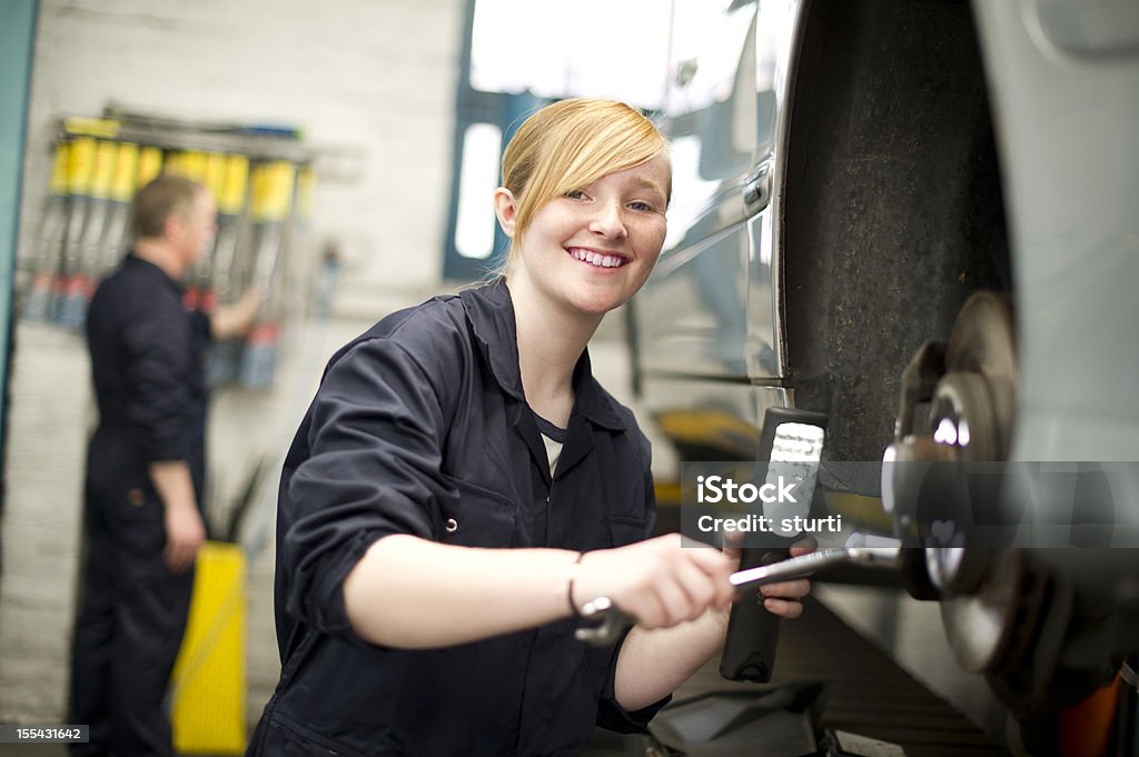 Glücklich weibliche Mechaniker - Lizenzfrei Arbeiten Stock-Foto