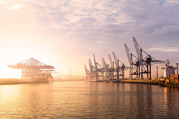 Hamburg Harbour Container Terminal stock photo