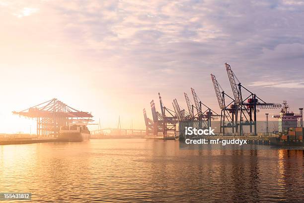 Hamburg Harbour Container Terminal Stock Photo - Download Image Now - Hamburg - Germany, Harbor, Commercial Dock
