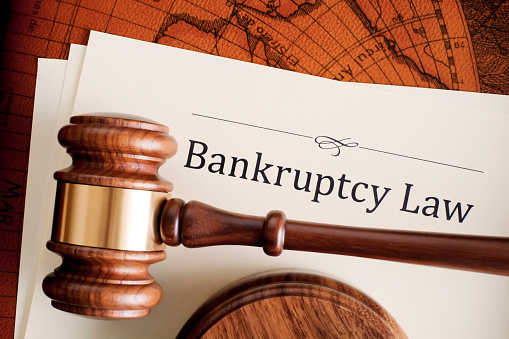 Gavel and bankruptcy law documents.