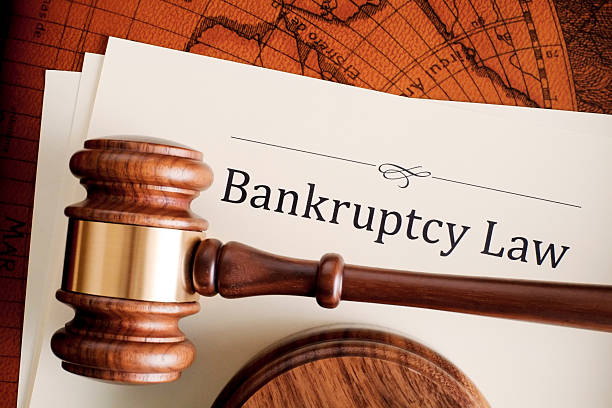 Bankrupcy Law Gavel and bankruptcy law documents. broke stock pictures, royalty-free photos & images