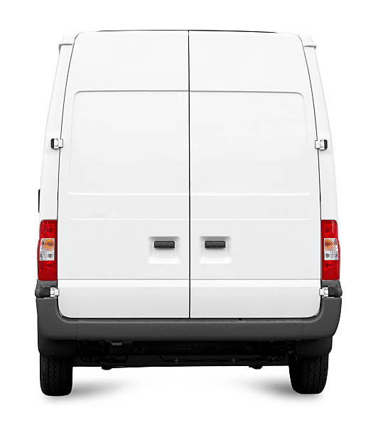 isolado em branco branco van/transportador hatchback lado sobre branco - vehicle door imagens e fotografias de stock