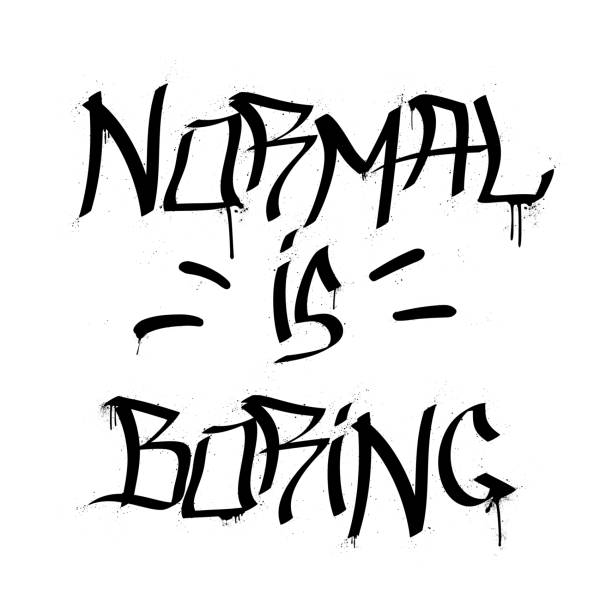istock Urban street style clip art. Graffiti slogan. Normal is boring. Splash effects and drops. Grunge and spray texture. Isolated on a white background. 1554323089
