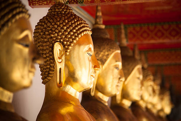 istock Golden statues all in line in Bangkok 155432604