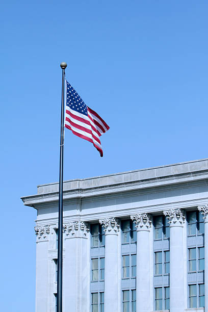 istock Government Building with American Flag 155432844