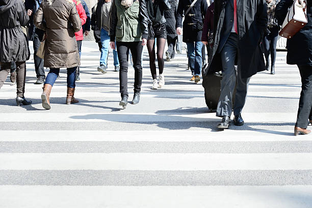 istock Young people crossing street, motion blur 155432991