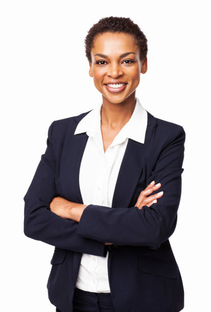 istock African American Businesswoman With Hands Folded - Isolated 155433050