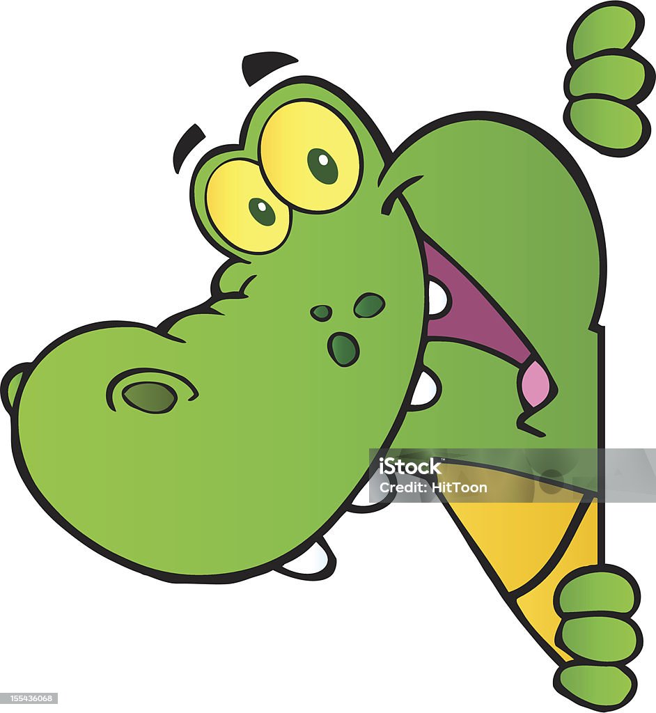 Happy Crocodile Looking Around Cartoon Character Happy Crocodile Looking Around Looking Around stock vector