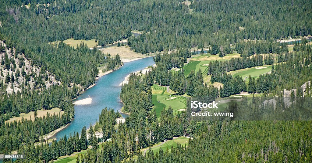 Banff campo de golfe e do Bow River Valley - Foto de stock de Banff royalty-free