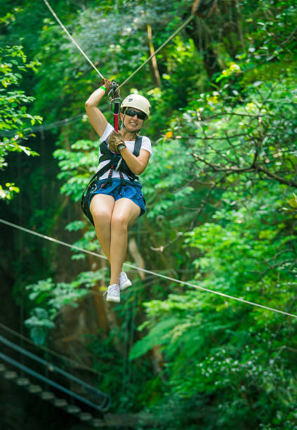 istock woman during a Canopy Tour Costa Rica 155437292