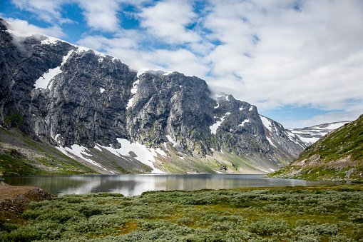 Lake Langvatnet near Geiranger Fjorde, Norway in the summertime