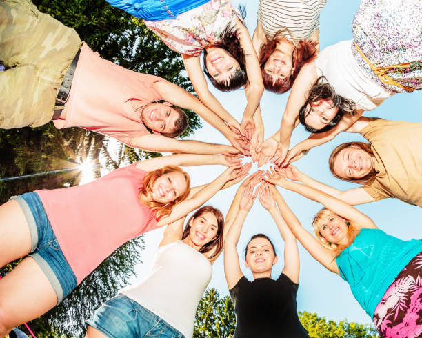 istock Hands Together Friends in Team Circle 155438091