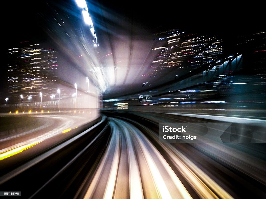 Tokyo Transit System Line Long Exposure shot iPhone 4s Mobilestock Motion blur image of Tokyo Transit System Line by night - blur of motion of train through a tunnel.  Asia Stock Photo
