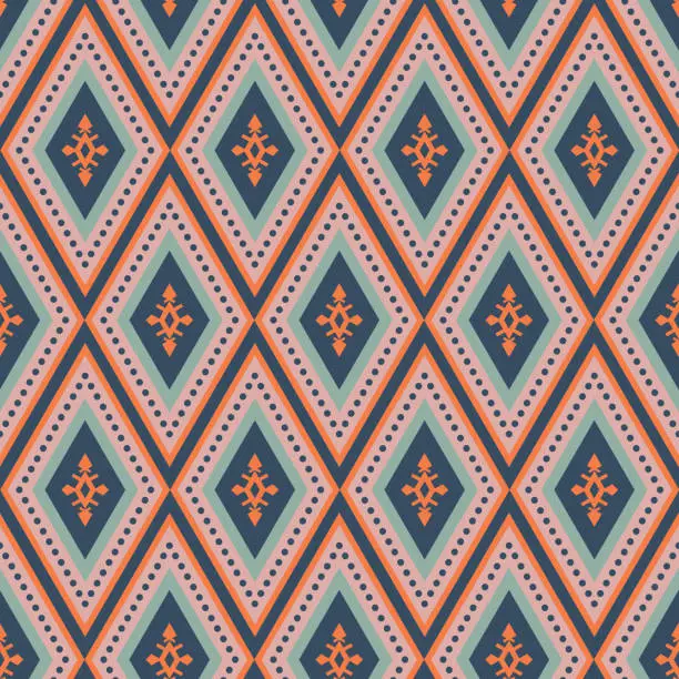 Vector illustration of Colorful boho southwest seamless vector pattern.