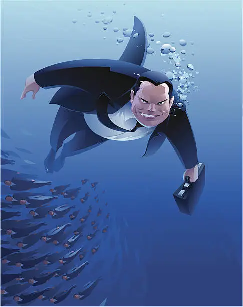 Vector illustration of Shark of business