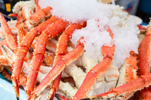 King Crab Legs on crushed ice