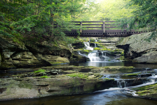 A cascading waterfall in the Catskill Mountains of upstate New York.