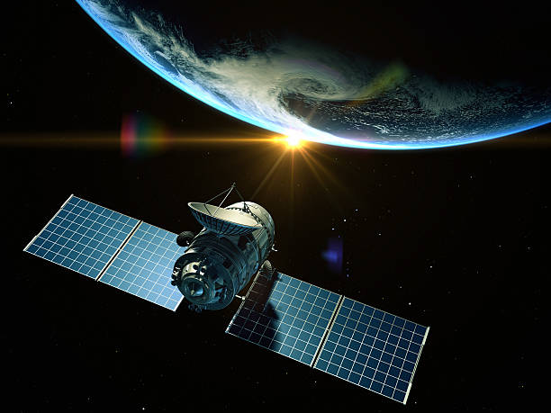 Satellite Satellite  is orbiting around the Earth satellite dish photos stock pictures, royalty-free photos & images