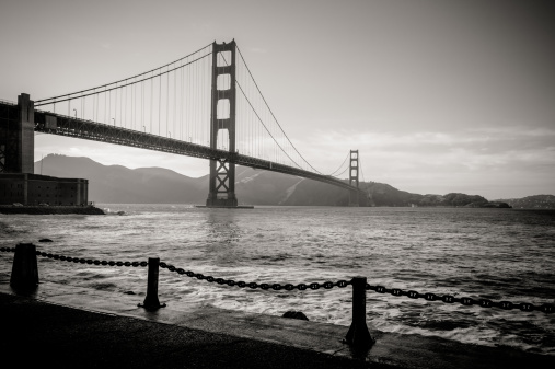 The Golden Gate, San Francisco. Converted in black and white and post processed to give feeling of old look.