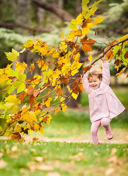 outono - preschooler autumn beautiful blond hair imagens e fotografias de stock