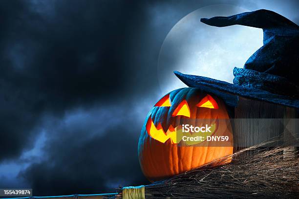 Halloween Stock Photo - Download Image Now - Witch's Hat, Halloween, Moon