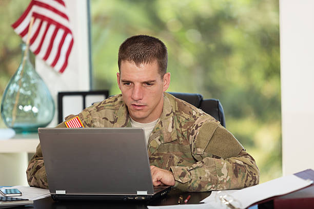 istock American Soldier in his office 155439935