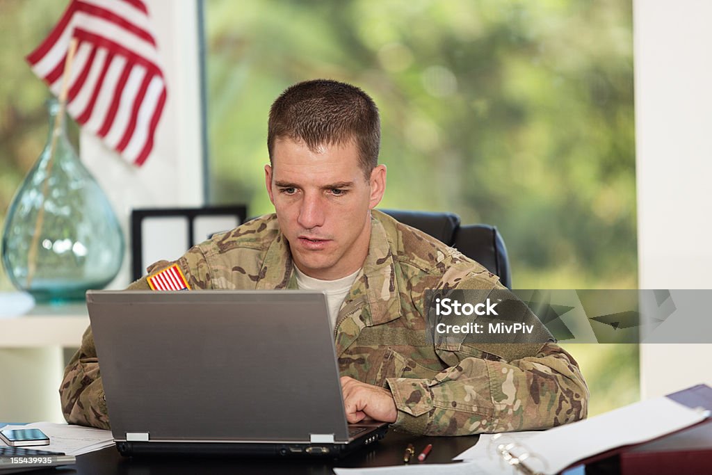 Soldado americano em seu escritório - Royalty-free Escritório Foto de stock