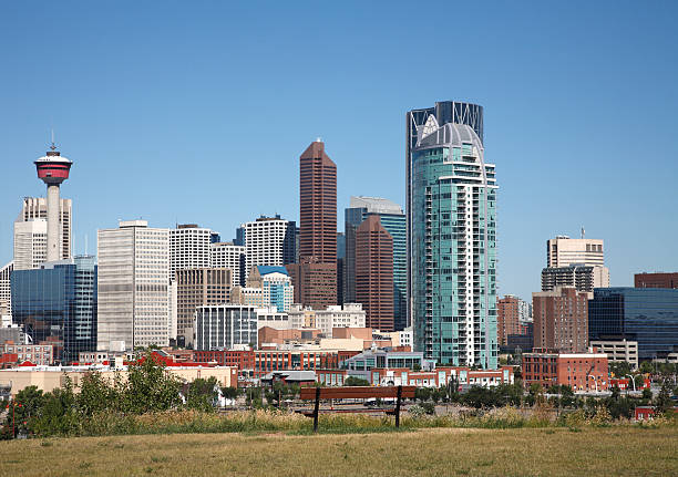 istock Saturday Morning Calgary Alberta Skyline With Bench 155439990